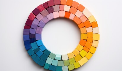 Vibrant Color Spectrum Circular Wooden Arrangement