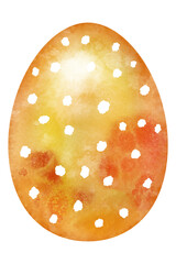 colorful watercolor easter egg with white ornament on white background