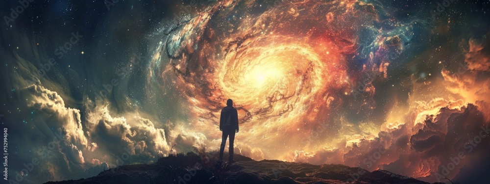 Wall mural teleporting through a quasar to a new universe