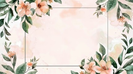 Weding card template design with pink rose flower ornament ,generative ai - obrazy, fototapety, plakaty