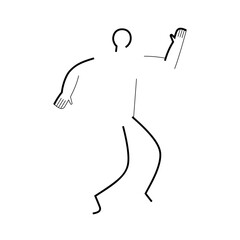 Icon of jumping man with raised hand isolated on white - 752994089