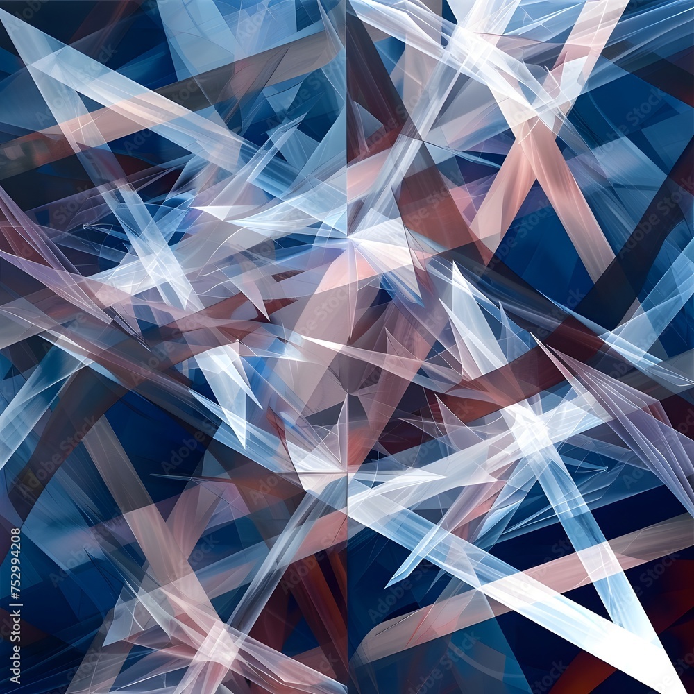 Poster background: a repeating pattern of intersecting lines and geometric shapes creates a dynamic and mod