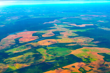 Fototapeta na wymiar Aerial view of farms in Paraguay.