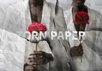 Ripped Paper Photo Effect Mockup With Generative AI - obrazy, fototapety, plakaty