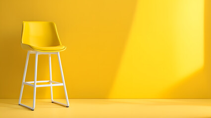 Contemporary 3D Yellow Coffee Shop Chair. Modern Cafe Bar Interior Design