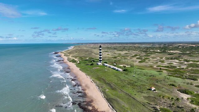 Touros Lighthouse At Touros In Rio Grande Do Norte Brazil. Seascape Landscape. Coast Lighthouse. Nature Vegetation. Touros Lighthouse At Touros In Rio Grande Do Norte Brazil.