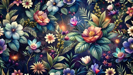Enchanting Floral Tapestry with Luminous Accents