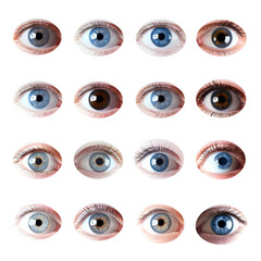 A set of human eyes isolated on a transparent background.