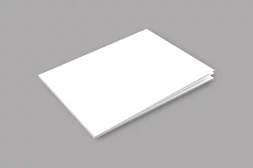 Fotobehang Donkergrijs Blank plain white landscape book cover mockup isolated on a grey background. 3d rendering.   © Leyla