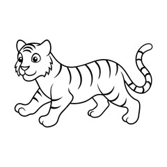 Tiger illustration coloring page for kids 