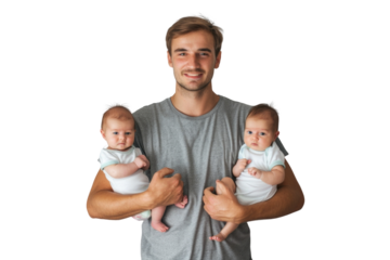 Father proud of his newborn twin babies