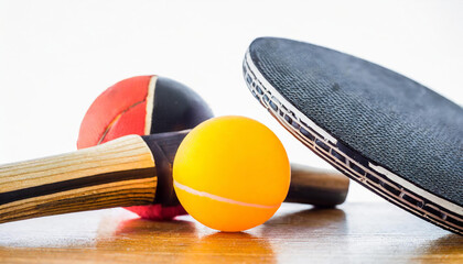 Ping pong ball and other sports equipment isolated on white, set