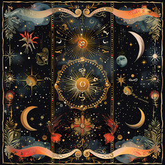 Crescent moon Boho Tarot card