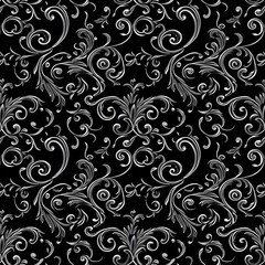Black Background: Bold and dramatic, a repeating pattern of intricate swirls and motifs adds depth and sophistication to any design.