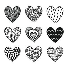 Hand drawn beautiful vector heart collection