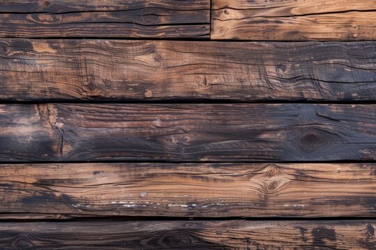 Old brown wood texture background of wall seamless. Vintage dark wooden plank oak uneven textured rustic grunge.