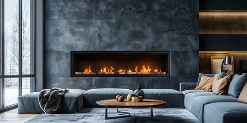 Design your home with stylish seating around a sleek electric fireplace. Concept Home Decor, Stylish Seating, Electric Fireplace, Interior Design, Modern Furnishings