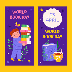 World book day banners in flat design