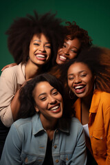 Fototapeta premium A group of women on a solid green background 