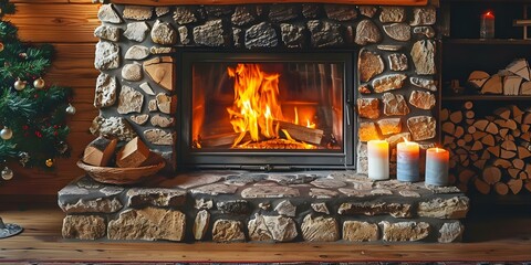 Sparkling Fireplace Illuminates with Inviting Glow from Crackle and Logs. Concept Home Decor, Cozy Vibes, Warm Aesthetic, Winter Ambiance, Fireplace Illumination