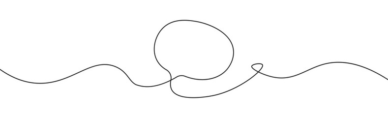 Round bubble text doodle one continuous line speech bubble cloud concept illustration vector - obrazy, fototapety, plakaty