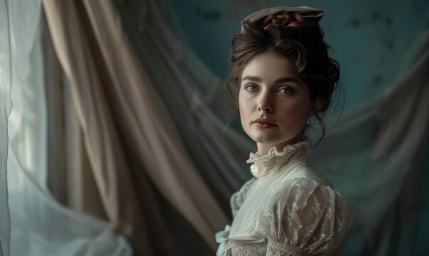 Beautiful young woman in a vintage interior. Beauty, fashion.