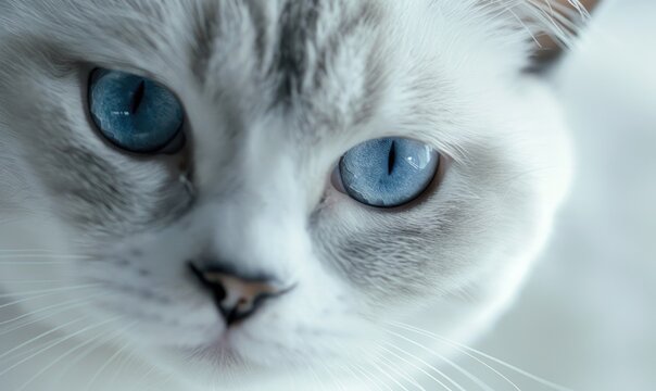 Close up of a cat with blue eyes. Shallow depth of field.