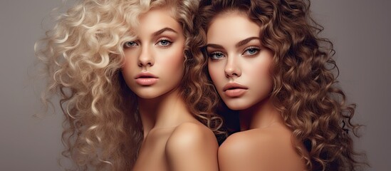 Radiant Diversity: Two Spirited Women Embrace Their Beautiful Curly Hair with Confidence - obrazy, fototapety, plakaty