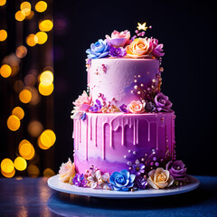cake with candles and flowers
Generative AI