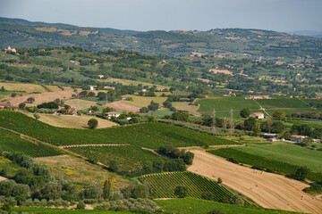 Fototapeta na wymiar Rural landscape near Foligno and Montefalco, Umbria, Italy, at summer