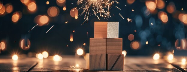 starting new year flipping of to on wooden cube blocks beginning and start of the  - obrazy, fototapety, plakaty