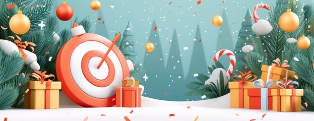 Obraz premium happy new year with business concept banner the big white year number with target icon 