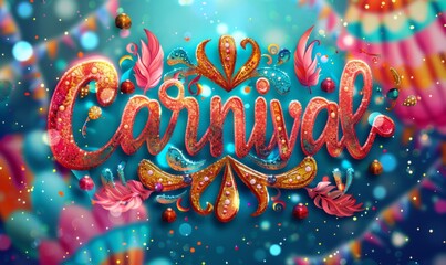 Carnival calligraphy lettering, enriched with glitter elements that bring out the excitement and energy of the event