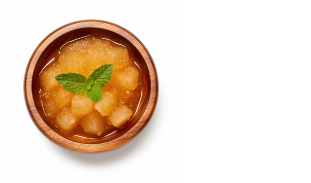 top view of frest melon jam on white background banner