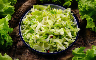 A plate of fresh cabbage,created with Generative AI tecnology.