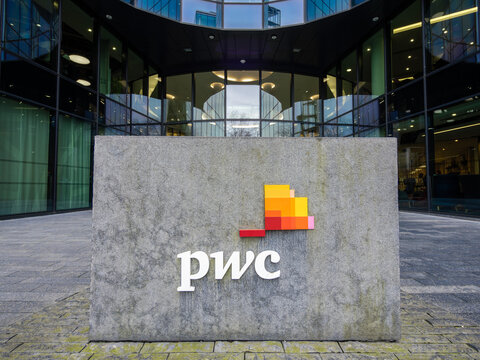London, United Kingdom - February 26, 2024: Pricewaterhouse Coopers International (PwC) is a global network in the areas of auditing, tax consulting and business and management consulting.