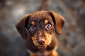 Endearing Dapple Dachshund Puppy with Captivating Eyes - Generative AI