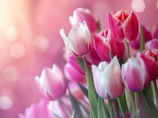 Fototapeta premium AI Generated Mother's day, Valentine's Day background concept with tulip flower.