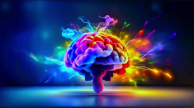 human brain exploding in colors