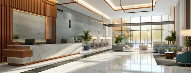 Spacious Modern Hotel Lobby with Elegant Design