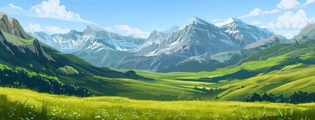 Serene Mountain Valley Panoramic Landscape