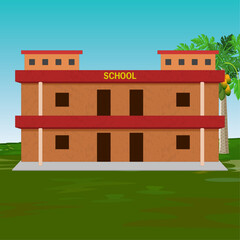 Fototapeta premium Indian village school with nature background