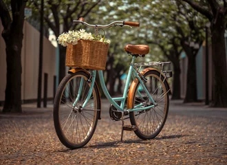 Foto op Canvas Old vintage bicycle with flowers created with Generative AI technology © Edi