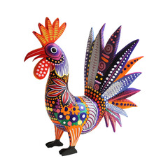 Fototapeta na wymiar Multicolored Alebrije Rooster Figurine Artwork isolated