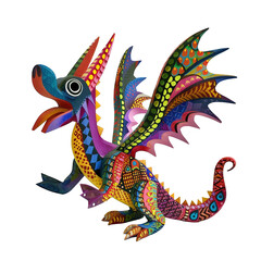 Colorful Alebrije Wood Carving Isolated
