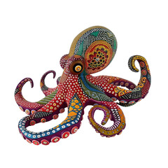 Hand-Painted Alebrije Octopus Sculpture on White