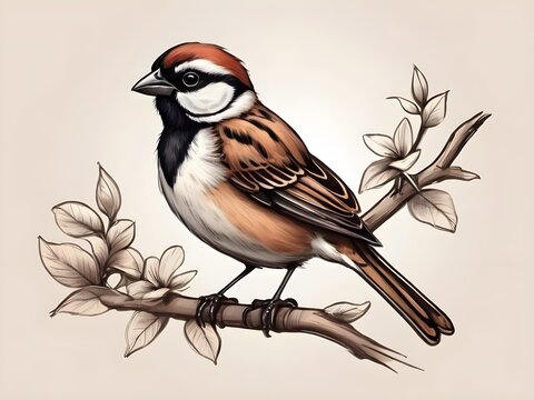 little bird sparrow bird hand drawn	