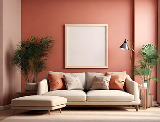 Modern interior design Frame mockup Living room wall poster ai generated