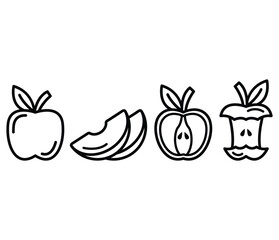 apple fruit icon black white simple line illustration vector design collections isolated