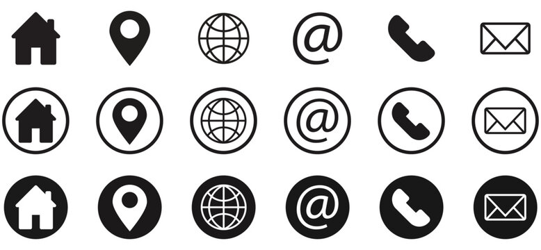 web icon set, business card icon concept, website icon vector symbol for contact us, collection of business card icons, business of  card icons